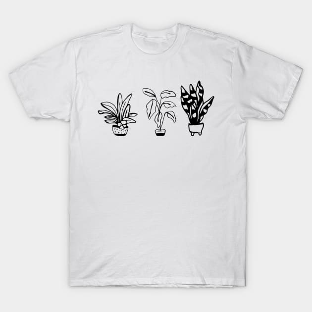 black line art plants illustration T-Shirt by Artistic_st